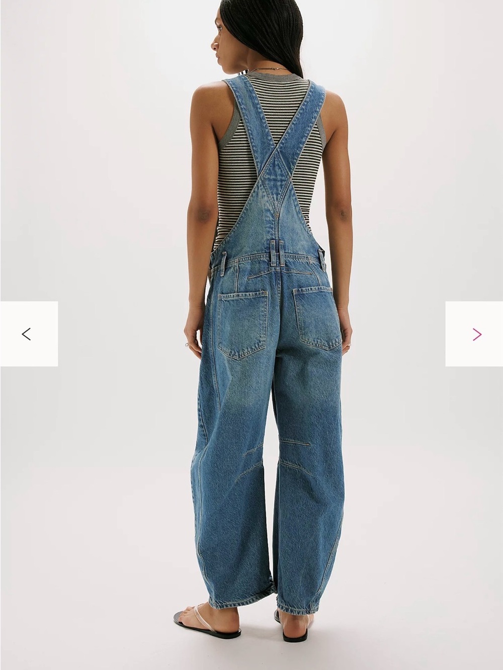 Free People We The Free Good Luck Barrel Overalls Medium Ultra Light Beam NWT - Picture 2 of 6